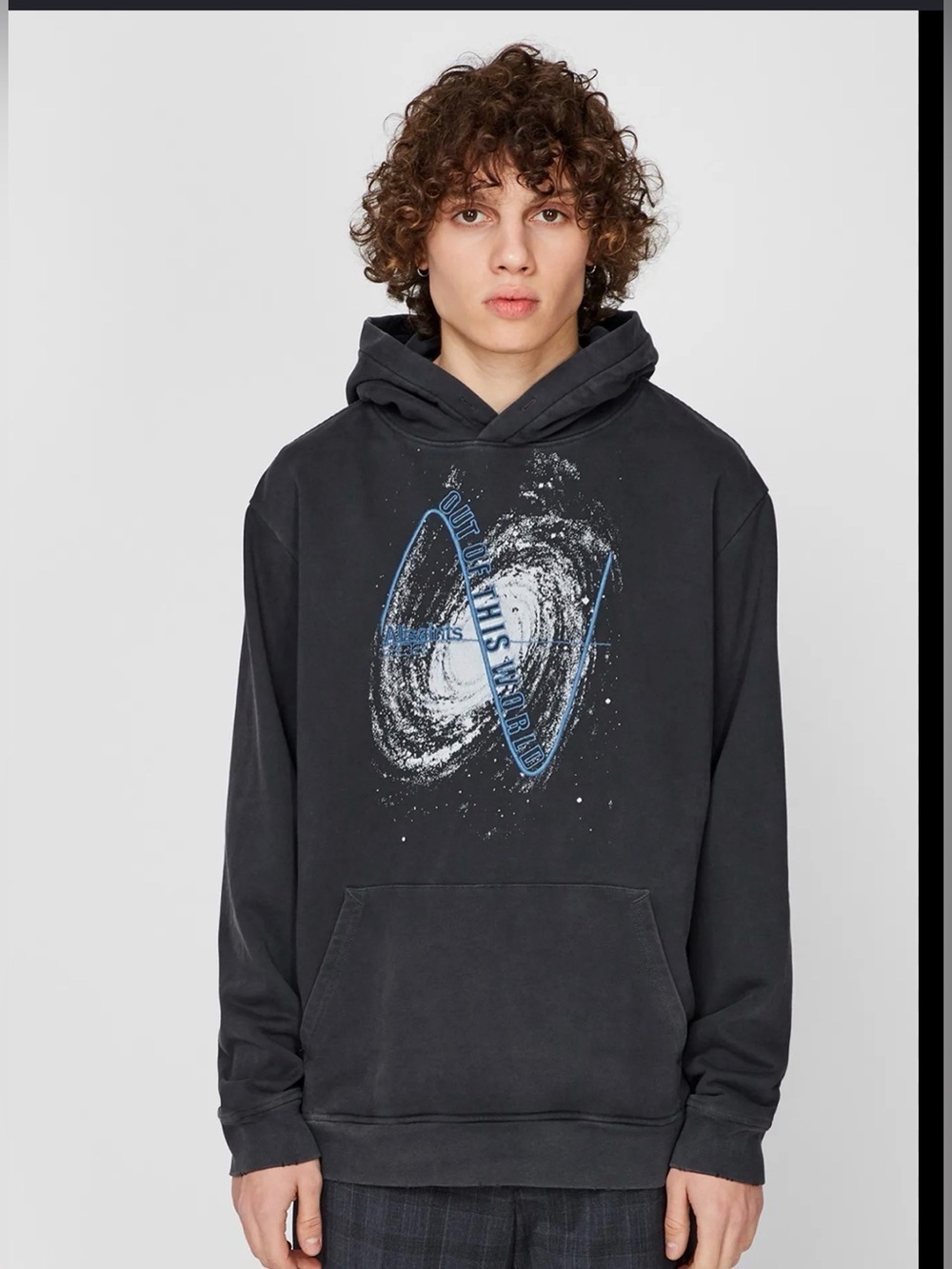 All Saints Intergalactic Overhead Hoodie Washed Black “Out Of This World”,size M